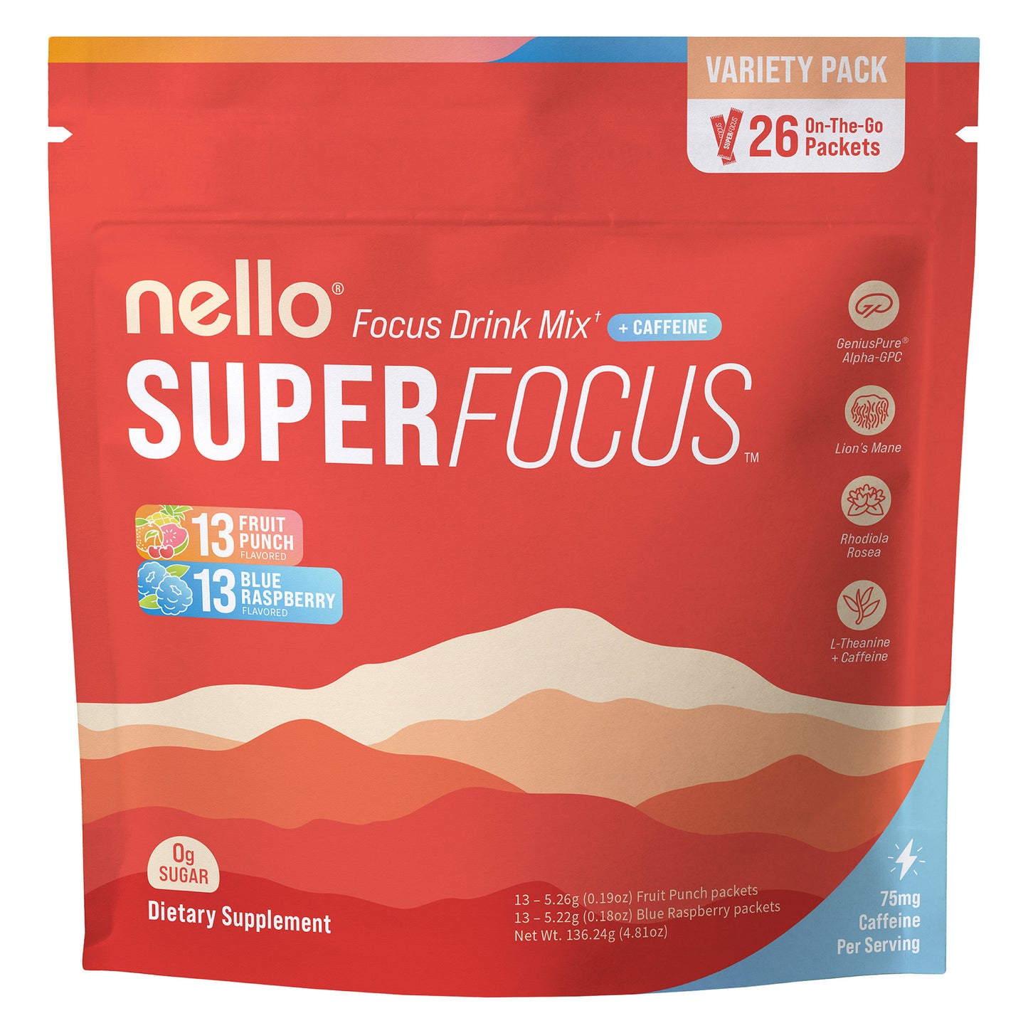 Nello Superfocus Drink Mix, 26-Ct, Variety Pack