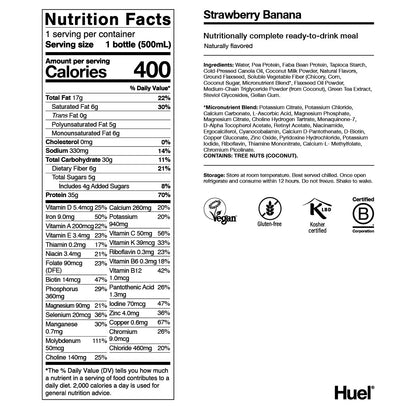Huel Black Edition High-Protein Strawberry Banana Meal  Drink, 16.9 Fl Oz, 12-Pack