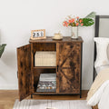 Storage Cabinet, with 2 Doors & 1 Shelf, Wooden Buffet Cabinet Rustic Brown & Black