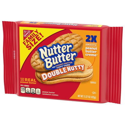 Nutter Butter Double Nutty Peanut Butter Sandwich Cookies, Family Size, 15.27 Oz