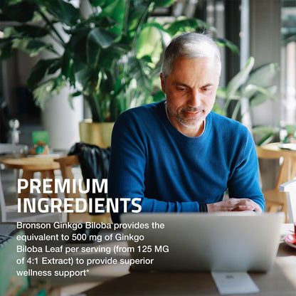 Bronson Ginkgo Biloba Extra Strength Supports Brain Function & Memory Support, 120 Vegetarian Capsules