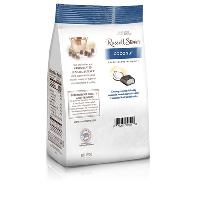 Russell Stover Dark Chocolate Coconut, 6 Ounce Mini Gusset Bag, Sweet Coconut Covered in Rich Chocolate Candy, Individually Wrapped