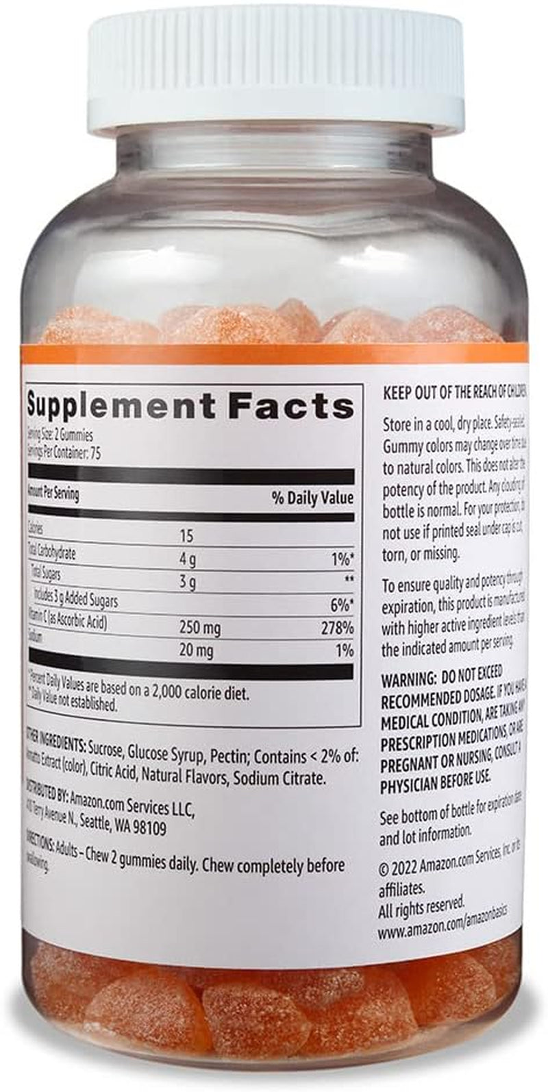 Vitamin C 250Mg, 150 Gummies (2 per Serving), Immune Health, Orange (Previously Solimo)