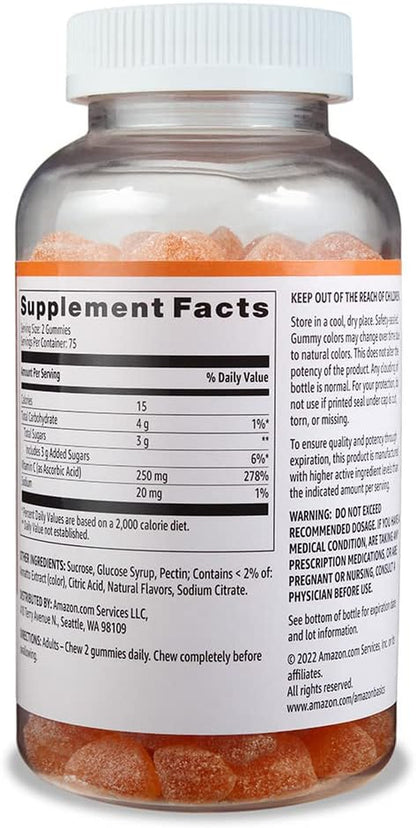 Vitamin C 250Mg, 150 Gummies (2 per Serving), Immune Health, Orange (Previously Solimo)