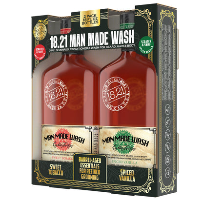 18.21 Man Made Wash, 3-In-1 Shampoo, Conditioner & Wash, 18 Fl Oz, 2-Pack