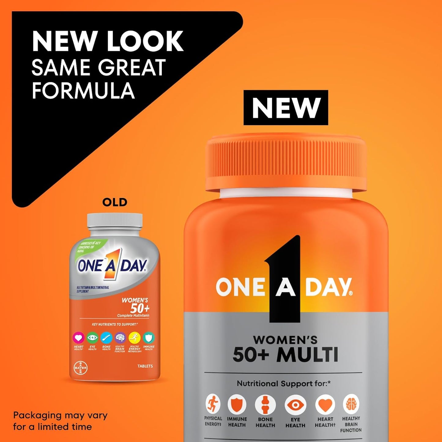 One a Day Multivitamin for Women 50 and over Tablets, Womens Multivitamin 50 plus with Vitamins D, C, E, Zinc & Biotin, Daily Vitamins for Woman 50+, 200 Ct (Packaging May Vary)