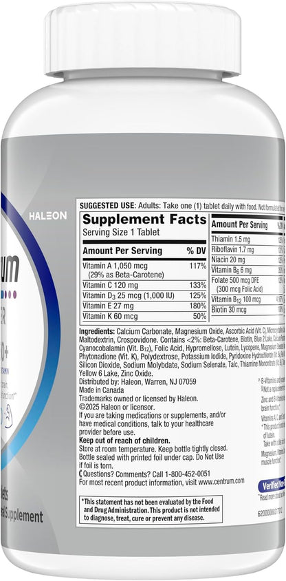 Centrum Silver Men'S 50+ Multivitamin with Vitamin D3, B-Vitamins, Zinc for Memory and Cognition - 200 Tablets