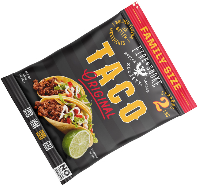 Fire & Smoke Society Family Size Taco Seasoning Mix 45g, Seasons 2 Lbs of meat, Mixed Spices & Seasonings Packing May Vary