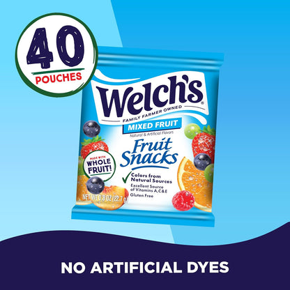 Welch'S Fruit Snacks, Mixed Fruit Snack Box 0.8Oz Case of 40