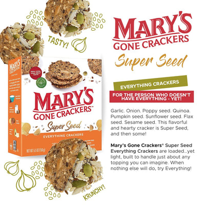 Mary'S Gone Crackers Super Seed Crackers, Organic Plant Based Protein, Gluten Free, Everything, 5.5 Ounce (Pack of 1)