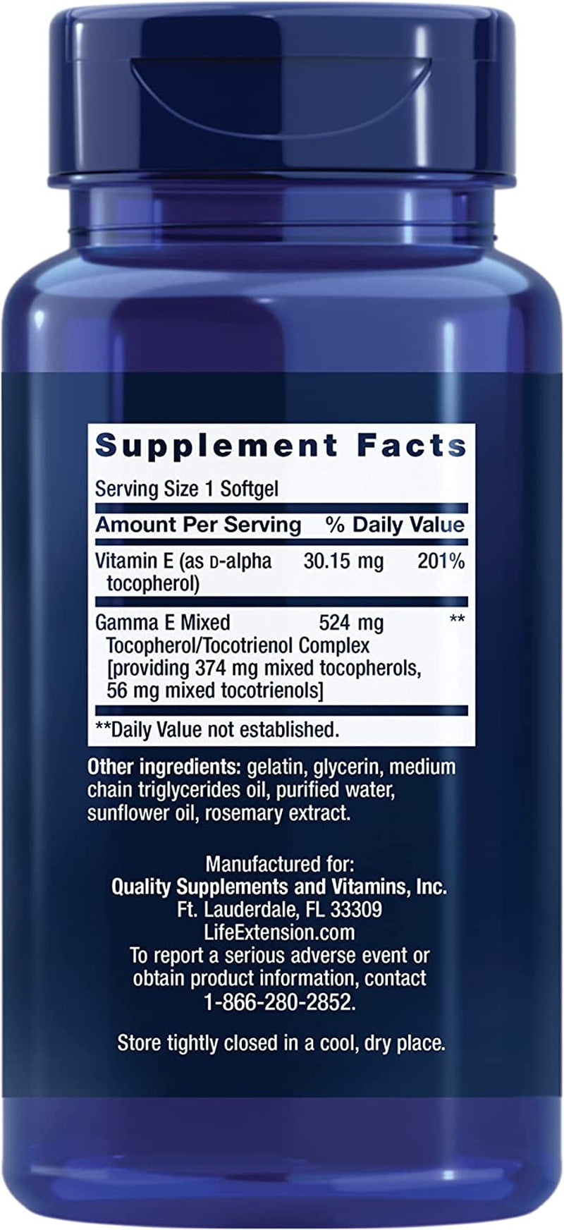 Life Extension Gamma E Mixed Tocopherols & Tocotrienols – Complete Vitamin E Spectrum, Antioxidant Protection – Non-Gmo, Gluten-Free – 60 Softgels