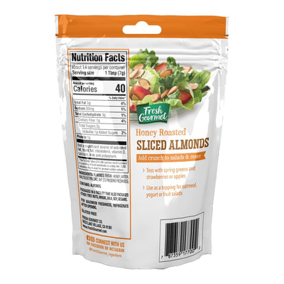 Gourmet Sliced Almonds, Honey Roasted Sliced Almonds, 3.5 Oz