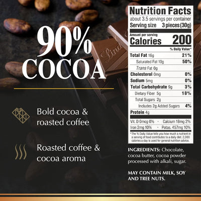 Lindt EXCELLENCE 90% Cocoa Dark Chocolate Candy Bar, Dark Chocolate, 3.5 Oz. Bar