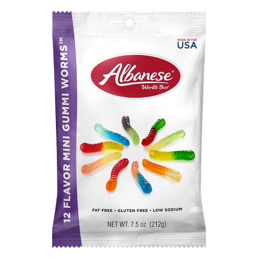Albanese World'S Best 12 Flavor Mini Gummi Worms, 7.5Oz Case of 48