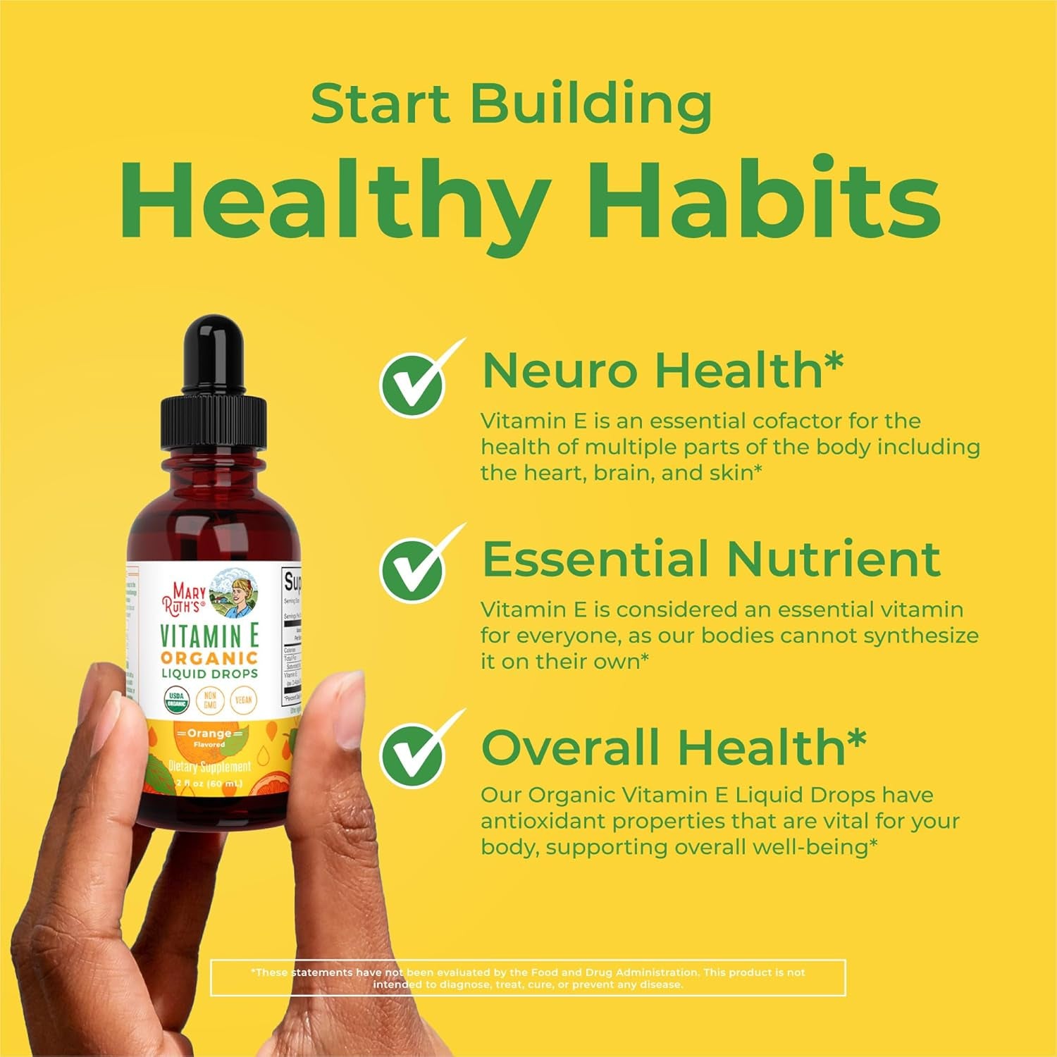 Maryruth Organics USDA Vitamin E Liquid Drops 2 Month Supply | Bone and Joint Health | Cognitive Health for Adults and Kids | Sugar Free, Vegan, Non-Gmo, Gluten Free | 2 Ounces