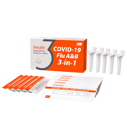 Ihealth Covid/Flu A&B Rapid Test Kit, 5 Tests