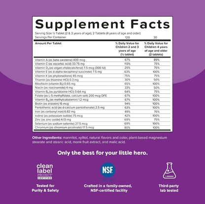 Renzo'S Picky Eater Kids Multivitamin with Iron, Dissolving Kids Vitamins with Vitamin D3 & K2 and More, 60 Sugar-Free Melty Tabs, Cherry Mo’ Cherry Flavored