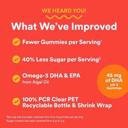 Smartypants Kids Multivitamin Gummies - Improved Formula: Omega 3 (DHA/EPA), Vitamins D3, C, B12, B6, Vitamin A, K & Zinc, Gluten Free, Three Fruit Flavors, 60 Count (30 Day Supply)
