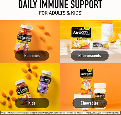 Airborne Vitamin C 1000Mg (Per Serving) - Citrus Chewable Tablets (116 Count in a Bottle), Gluten-Free Immune Support Supplement, with Vitamins a C E, Zinc, Selenium, Echinacea, Ginger, Antioxidants