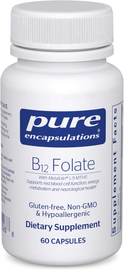 Pure Encapsulations B12 Folate - Energy Supplement to Support Nerves, Energy Metabolism & Cognitive Support* - with Vitamin B Folate as Metafolin - 60 Capsules