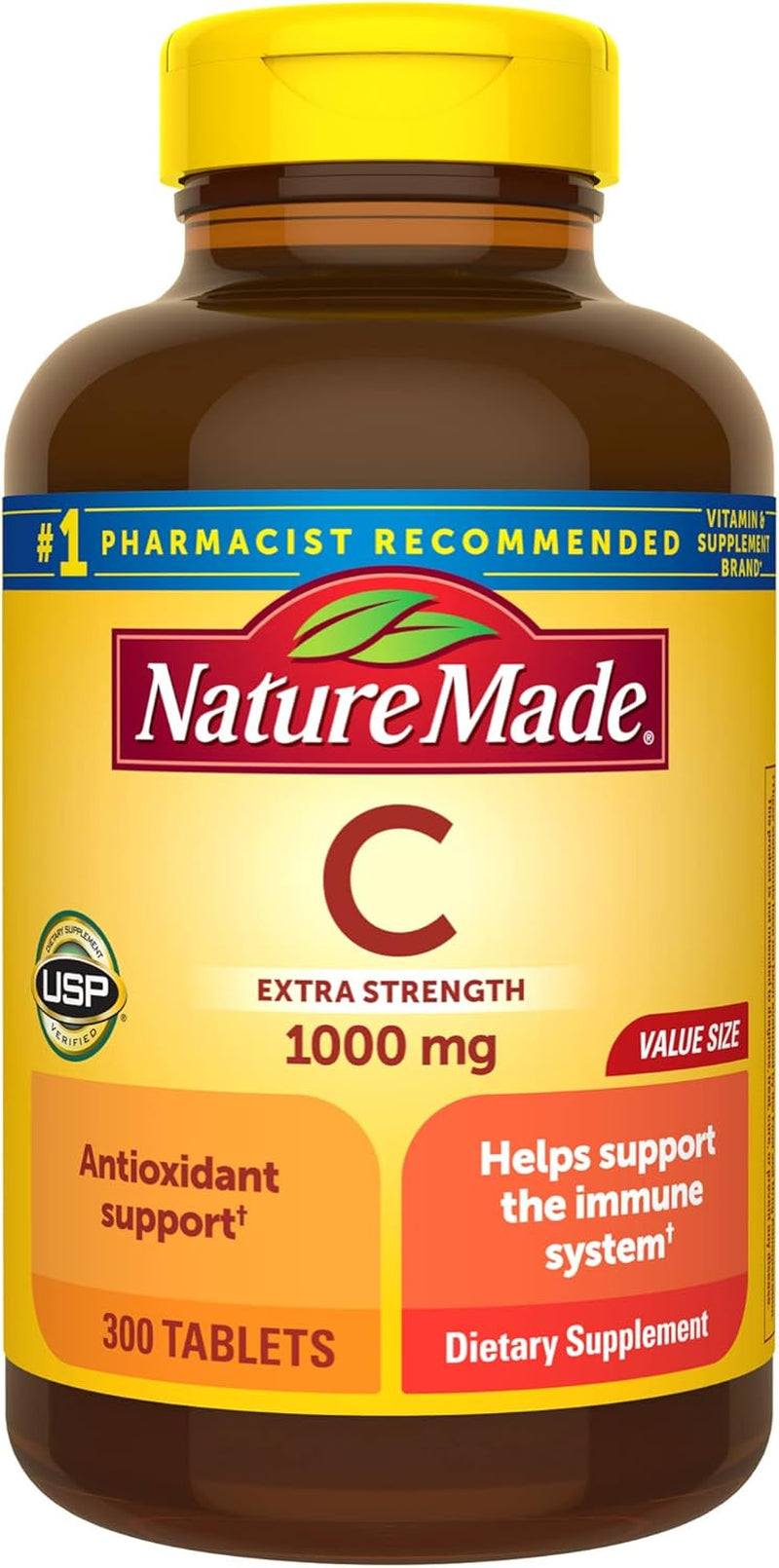 Nature Made Vitamin C 1000 Mg Extra Strength, Dietary Supplement for Immune Support, 300 Tablets, 300 Day Supply