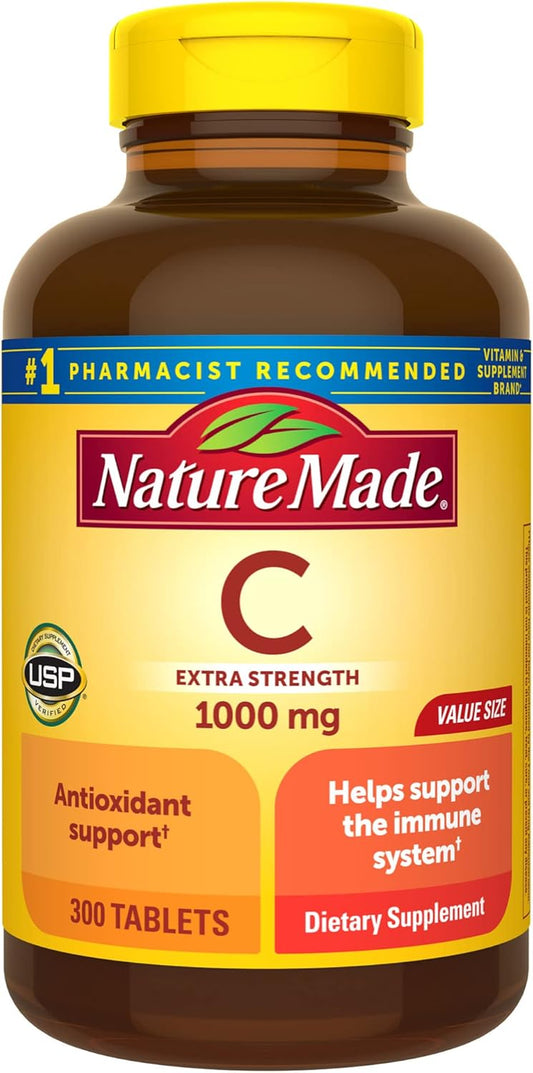Nature Made Vitamin C 1000 Mg Extra Strength, Dietary Supplement for Immune Support, 300 Tablets, 300 Day Supply