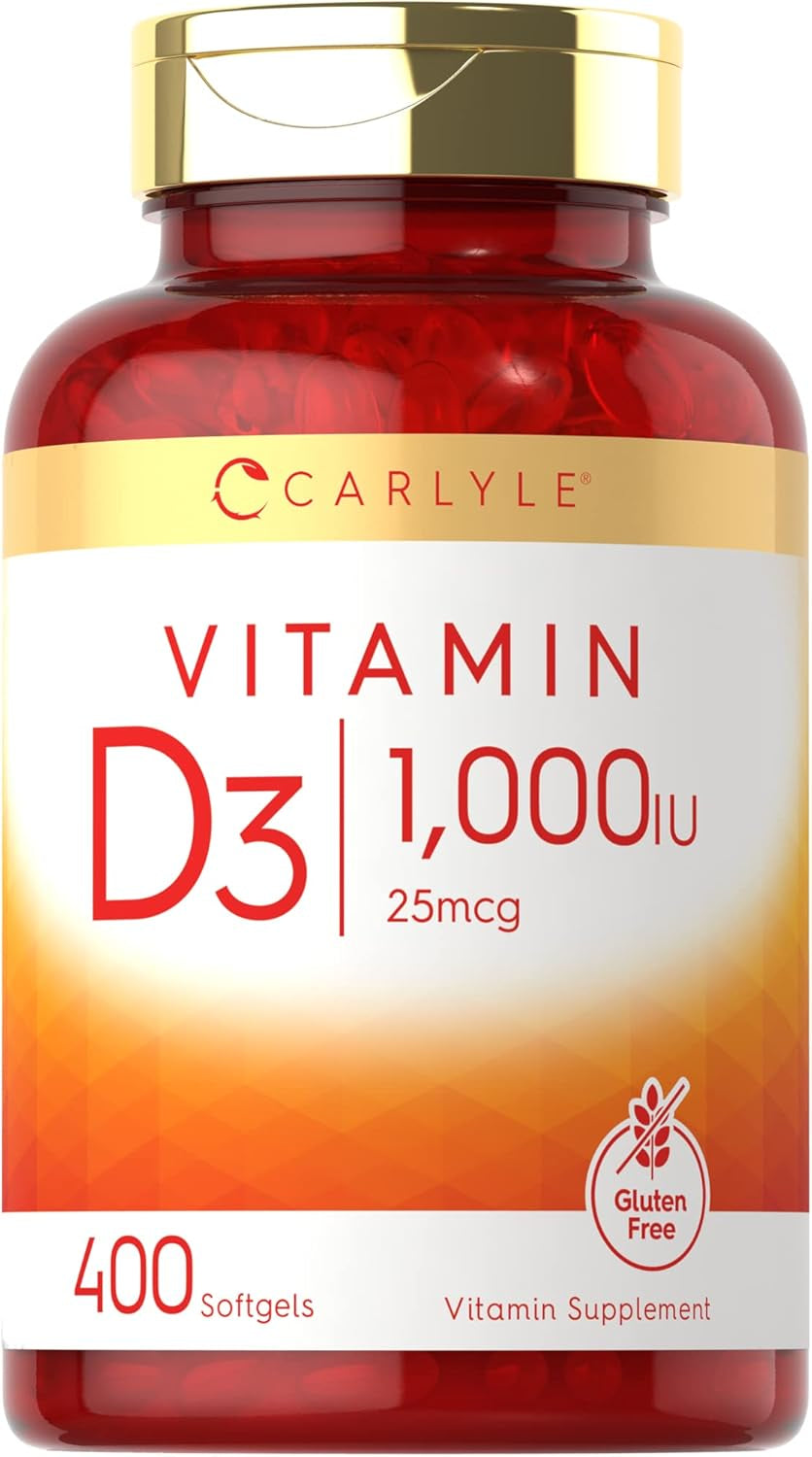 Carlyle Vitamin D3 1000IU | 25 Mcg | 400 Softgels | High  | Non-Gmo & Gluten Free Supplement