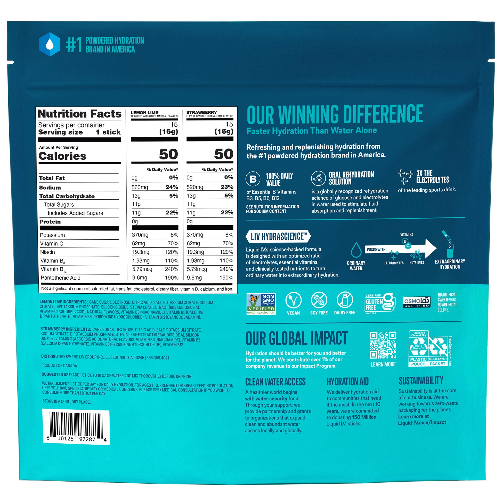 Liquid I.V. Hydration Multiplier, 30 Individual Serving Stick Packs in Resealable Pouch, Variety Pack