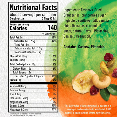 Planters Nutrition Energy Mix with Dried Cranberries, Lightly Salted, 5.5 Oz