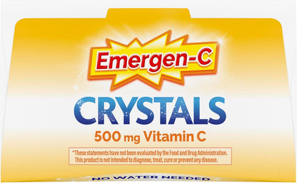 Emergen-C Crystals, On-The-Go Emergen-C Immune Support Supplement with Vitamin C, B Vitamins, Zinc and Manganese, Orange Vitality - 56 Stick Packs