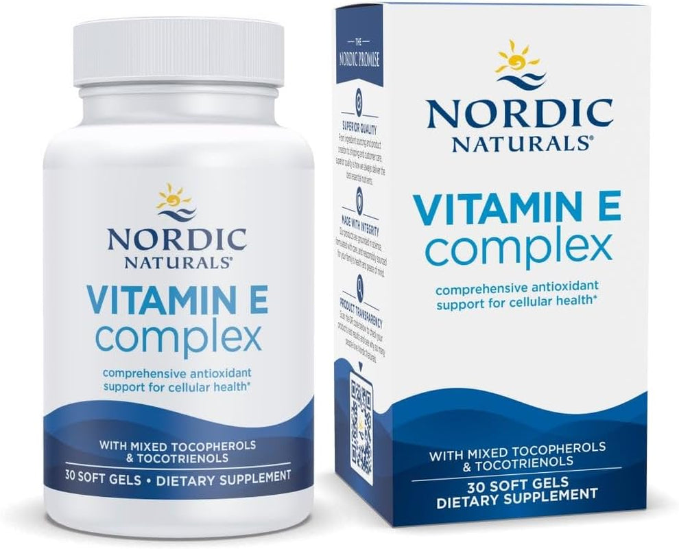 Nordic Naturals Vitamin E Complex, Unflavored - 30 Soft Gels - 6 Forms of Vitamin E for Antioxidant Support - Cellular Protection - Non-Gmo - 30 Servings