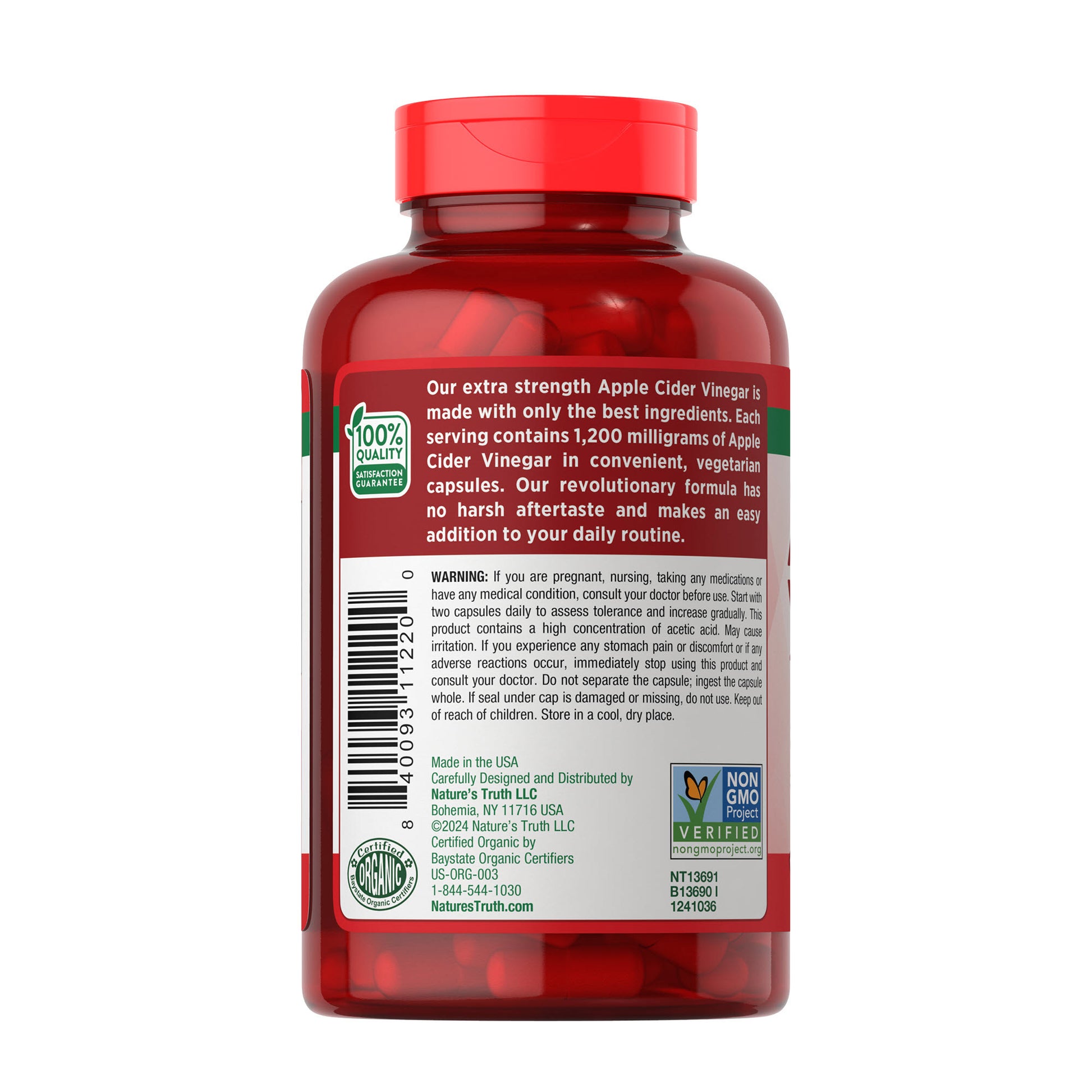 Nature'S Truth Apple Cider Vinegar 1200 Mg., 180 Capsules