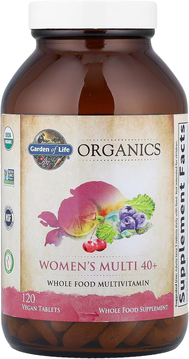 Garden of Life Multivitamin for Women 40 Plus, Organics Womens Vitamins, Hormone & Breast Health Support Blend, Vegan, 120 Tablets