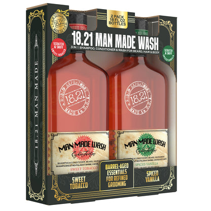 18.21 Man Made Wash, 3-In-1 Shampoo, Conditioner & Wash, 18 Fl Oz, 2-Pack