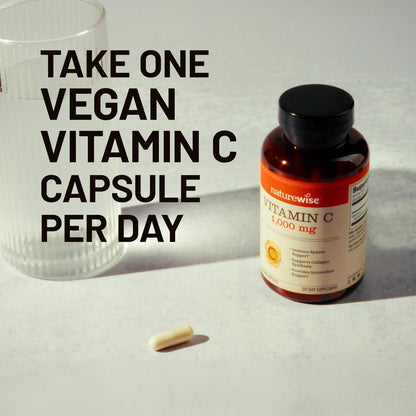 Naturewise Vitamin C 1000Mg Capsules - Extra Strength Vegan Vitamin C for Daily Antioxidant & Immune Support - Non-Gmo, USA Manufactured - 120 Capsules[120-Day Supply]