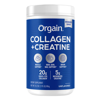 Orgain Collagen + Creatine, Unflavored, 1.95 Lbs