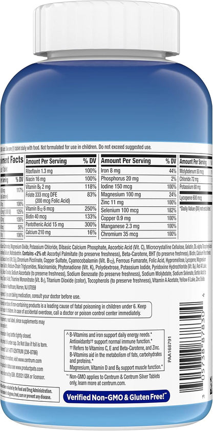 Centrum Multivitamin for Men, Multivitamin/Multimineral Supplement with Vitamin D3, B Vitamins and Antioxidants, Gluten Free, Non-Gmo Ingredients - 250 Count