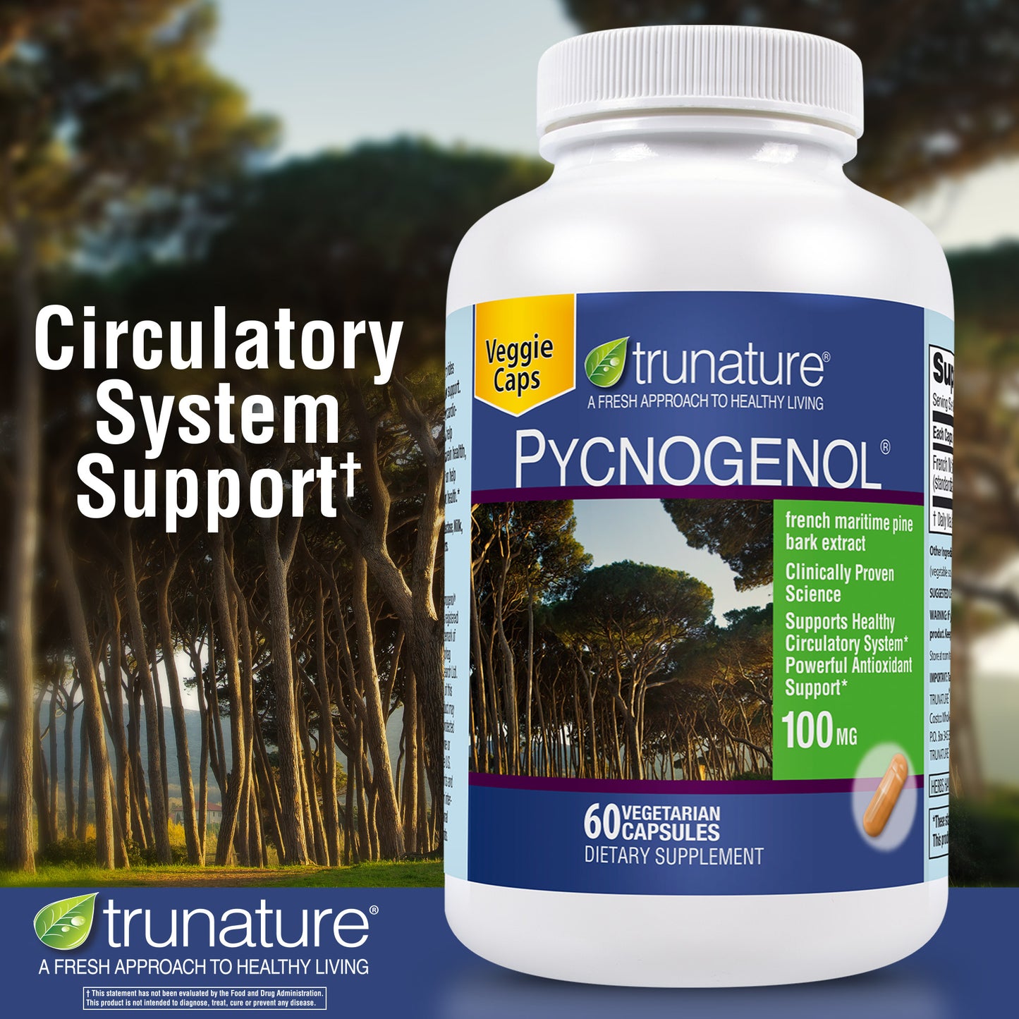Trunature Pycnogenol 100 Mg., 60 Vegetarian Capsules