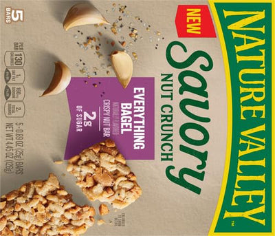 Nature Valley Savory Nut Crunch Bars, Everything Bagel, 0.89 Oz, 5 Bars