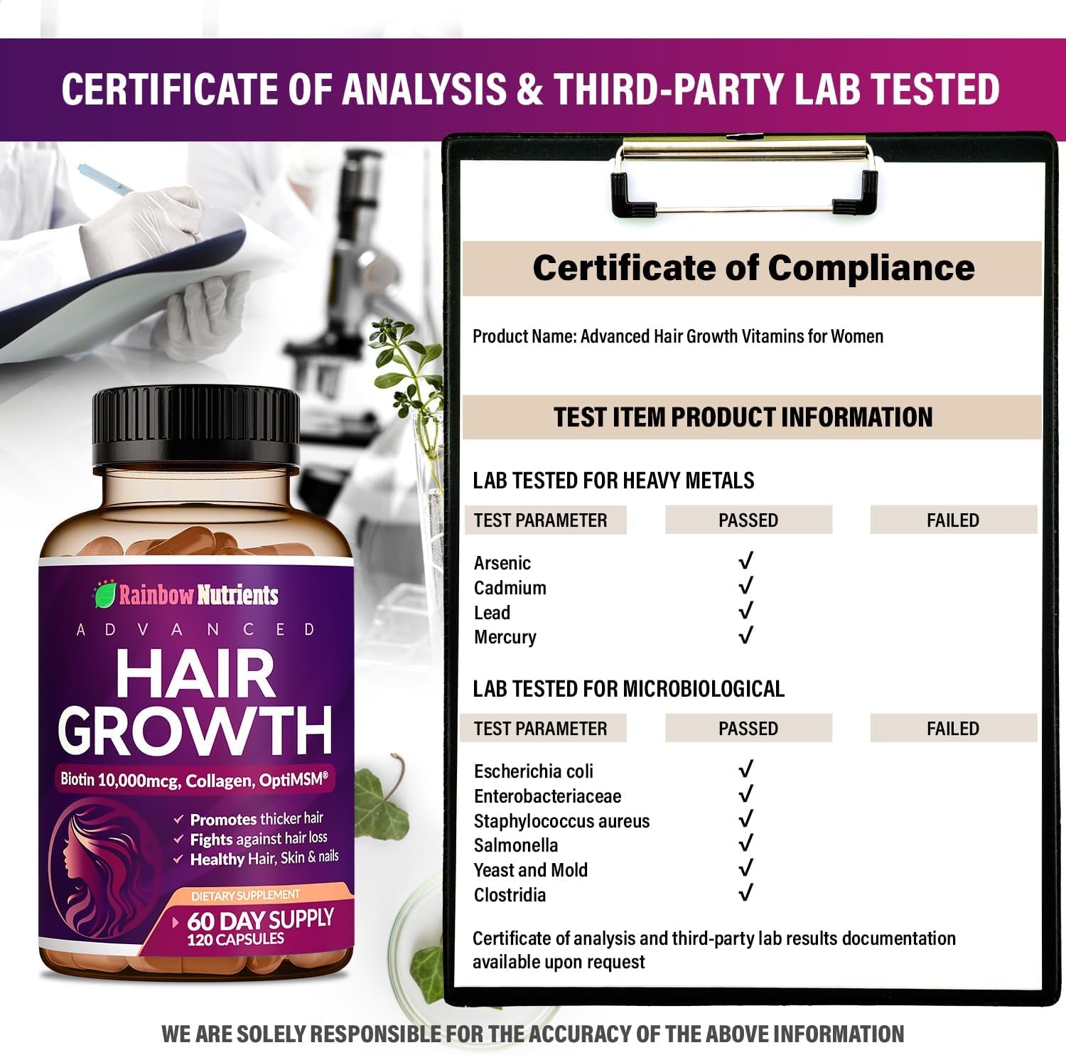 Hair Growth Vitamins for Women | Biotin 10,000Mcg, Collagen, Patented Optimsm®, Gomct®, Saw Palmetto | Naturally Regrow Stronger & Healthier Hair, Skin and Nails | Stops Hair Loss | 60 Day Supply