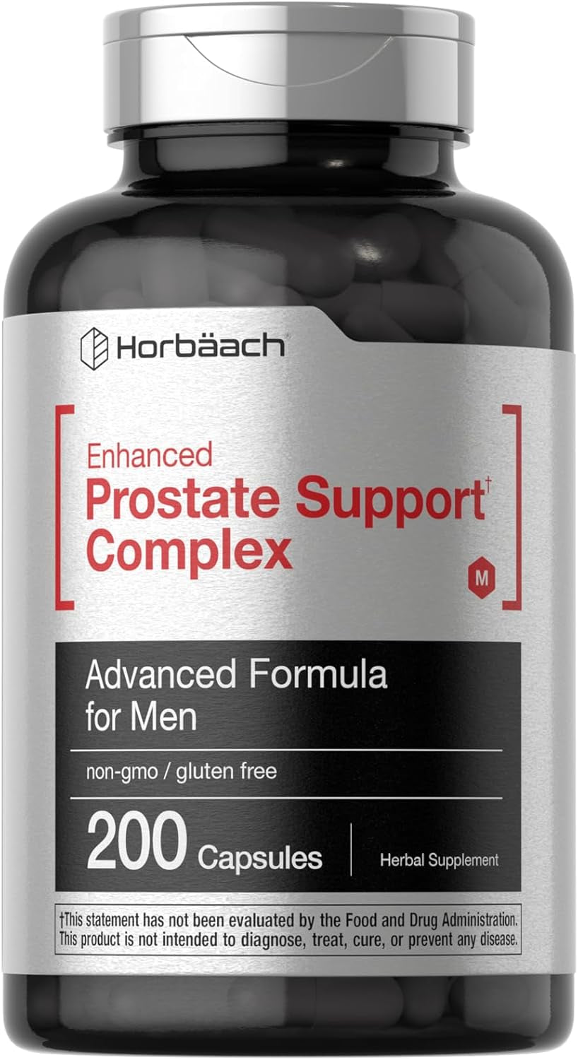 Horbaach Prostate Supplement for Men | 200 Capsules | Enhanced Complex with Saw Palmetto, Pygeum, Stinging Nettle | Non-Gmo and Gluten Free