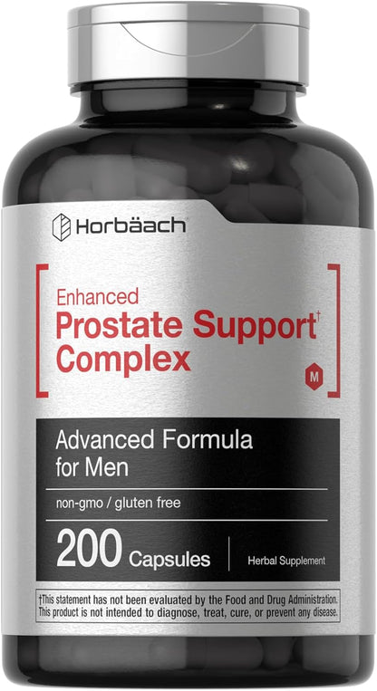 Horbaach Prostate Supplement for Men | 200 Capsules | Enhanced Complex with Saw Palmetto, Pygeum, Stinging Nettle | Non-Gmo and Gluten Free
