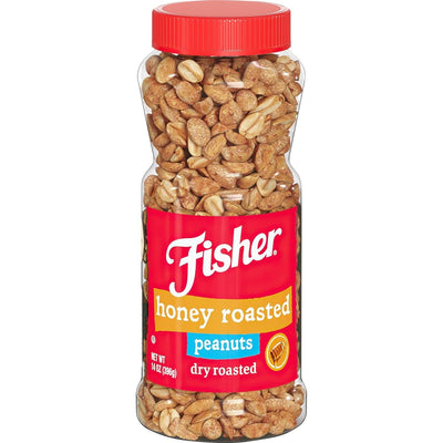 Fisher Snack Honey Roasted Dry Roasted Peanuts, 14 Ounces, Made with Real Honey, 100% Recyclable