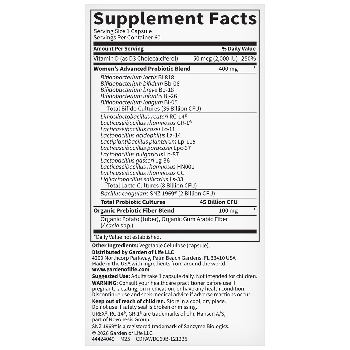 Garden of Life Advanced Women'S Daily Care Probiotic, 60 Capsules