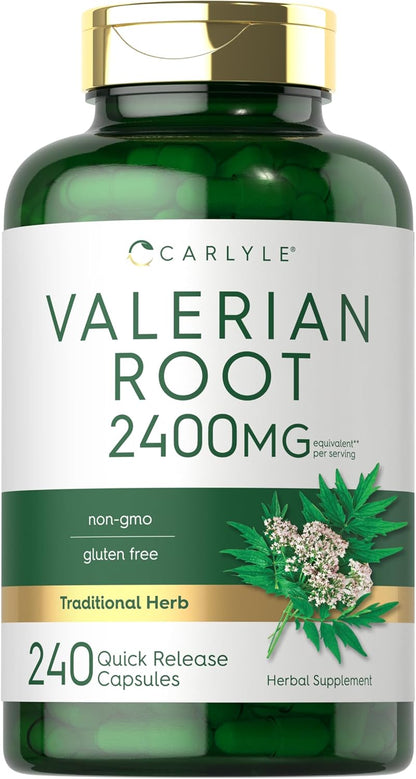Carlyle Valerian Root Capsules 2400Mg | 240 Count | Herb Extract Supplement | Non-Gmo, Gluten Free