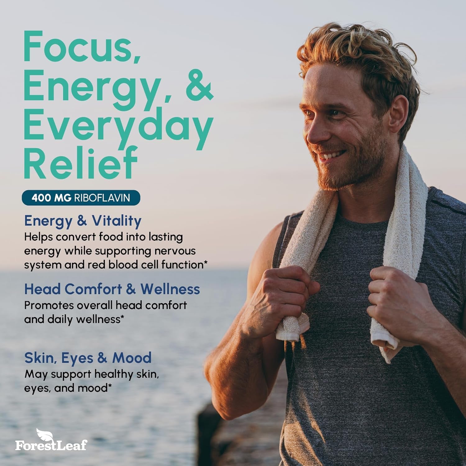 Forestleaf Vitamin B2 Riboflavin 400Mg - Energy, Skin & Cellular Health Supplement - Nervous System Support - Vitamin B 2 VIT B - Non-Gmo & Gluten Free - B2 Vitamin 400Mg Vegetable Capsules, 90 Count