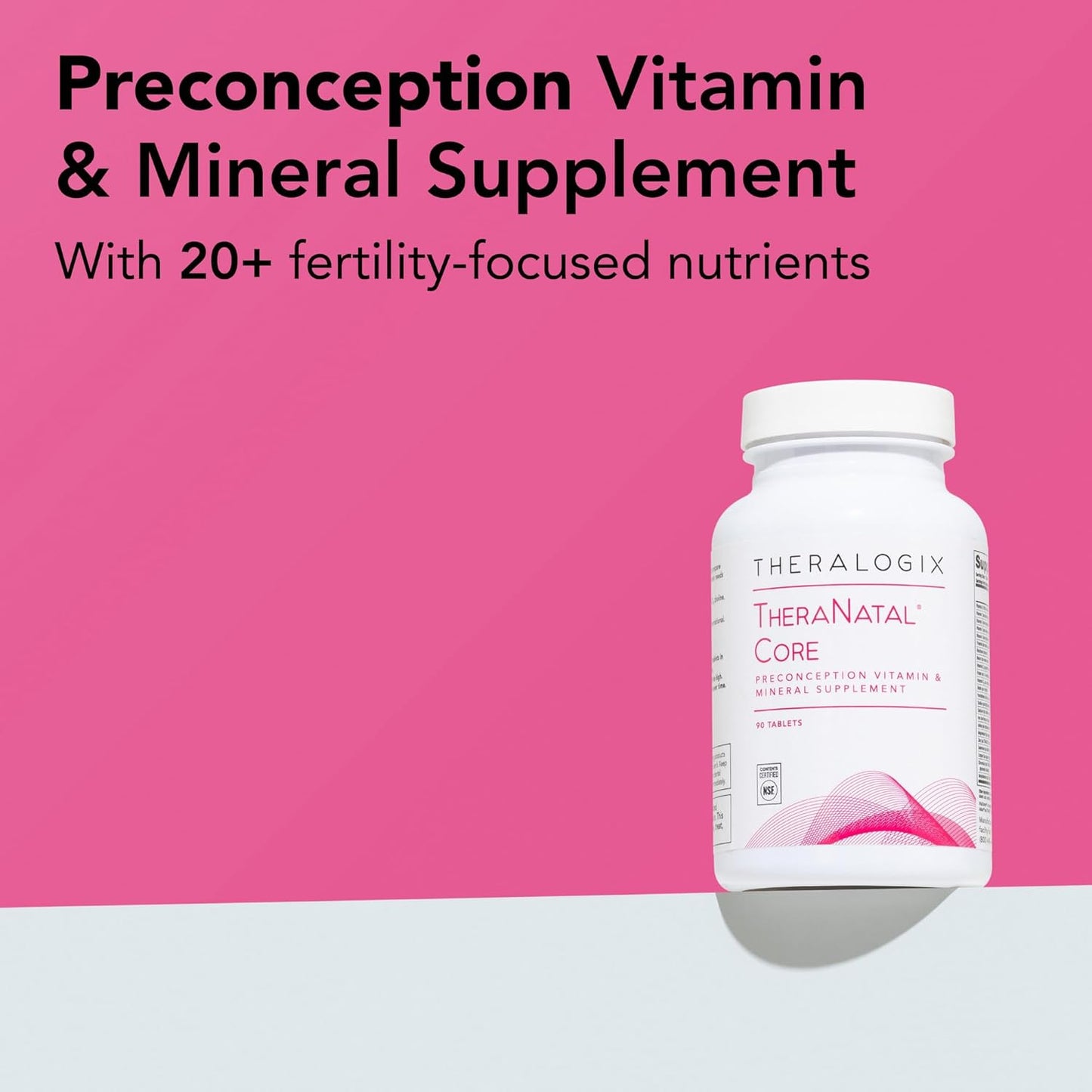 Theralogix Theranatal Core Preconception Vitamin Supplement - 90-Day Supply - Prenatal Vitamins & Fertility Supplement for Women with Folate, Vitamin D3, Choline & More* - NSF Certified - 90 Tablets