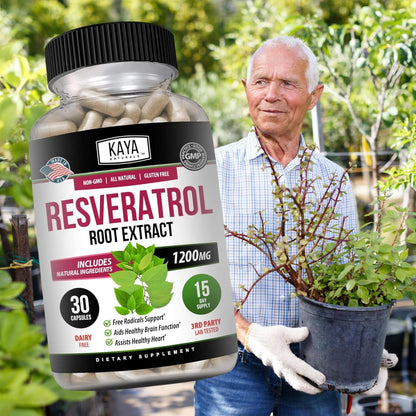 Naturals - Resveratrol Capsules - anti Aging Supplement - Antioxidants with Brain Support - Maximum Benefits - 30 Veggies Capsules