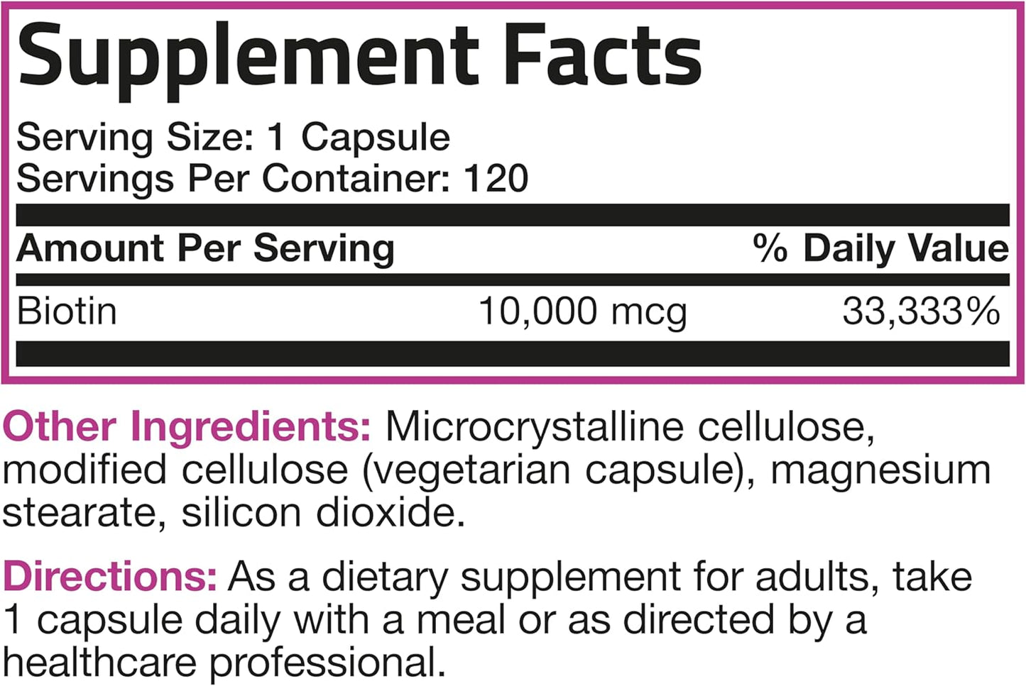 Bronson Ultra Biotin 10,000 Mcg Hair Skin and Nails Supplement, Non-Gmo, 120 Vegetarian Capsules