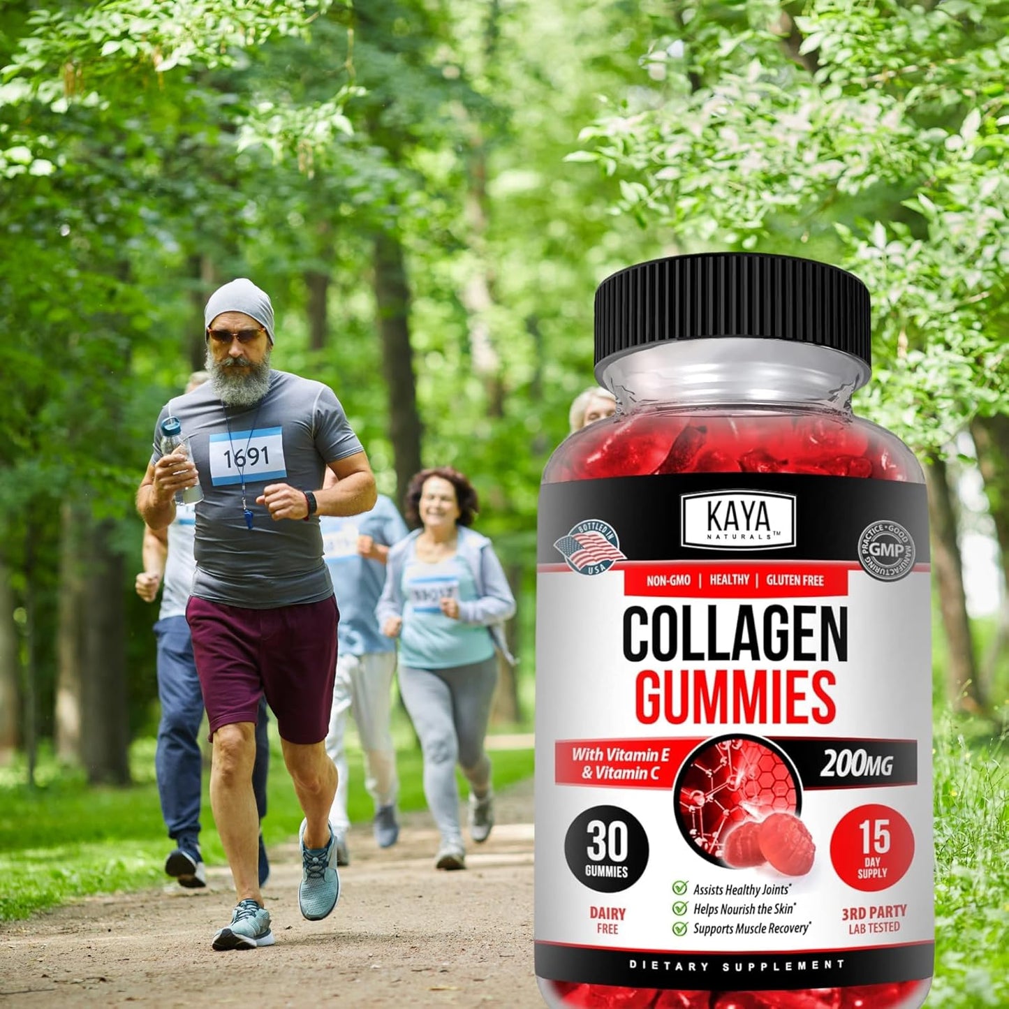 Naturals Collagen Gummies for Men & Women Supplement | Nature Made Gummies - 1000Mg of Hydrolyzed Collagen, Vitamin C, Selenium & Biotin, Strawberry Flavor - 30 Count